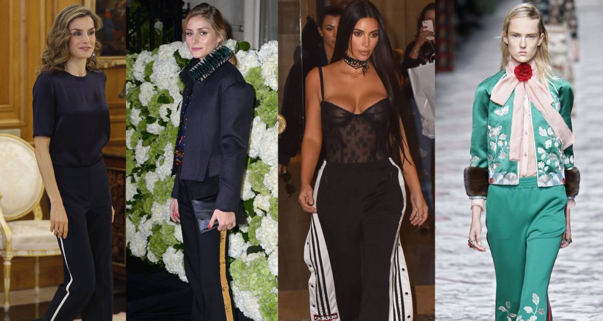 De izquierda a derecha: la reina Letizia, Olivia Palermo, Kim Kardashian y una modelo en el desfile de primavera 2016 de Gucci.