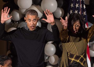 Barack y Michelle Obama bailan al ritmo de Thriller, en la fiesta de Halloween en la Casa Blanca.