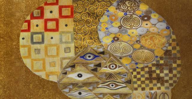 Met&aacute;fora del mosaicismo del cerebro basada en el &lsquo;Retrato de Adele Bloch-Bauer&rsquo;, de Gustav Klimt.rn rn  