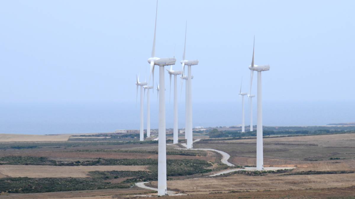 Instalación de energía eólica en Túnez.