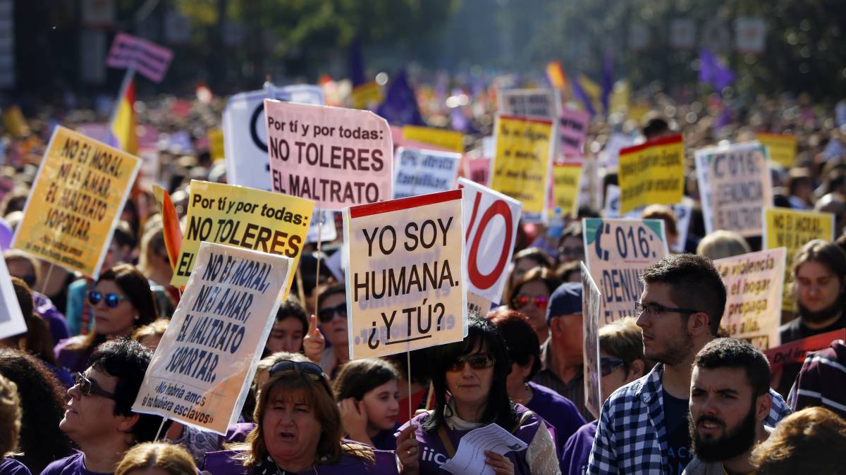 Una manifestaci&oacute;n en Madrid contra la violencia machista.