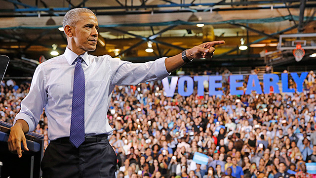 Obama en el rally por Clinton en Miami.