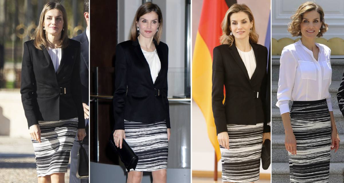 La reina Letizia, con su falda favorita.