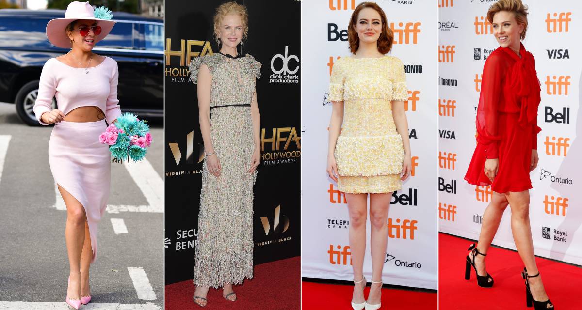 De izquierda a derecha: la cantante Lady Gaga y las actrices Nicole Kidman, Emma Stone y Scarlett Johansson. 