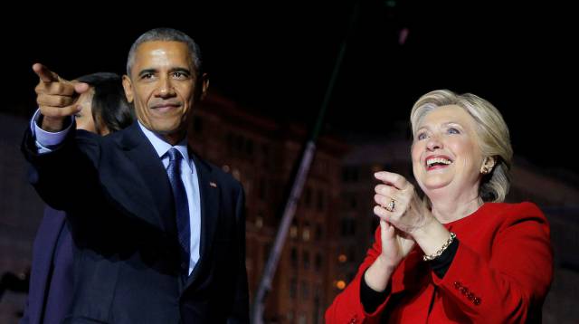 Obama con Clinton en Filadelfia.