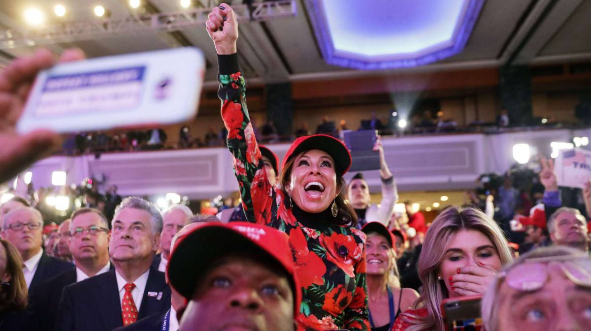 Republicanos celebran la victoria de Trump en Nueva York.