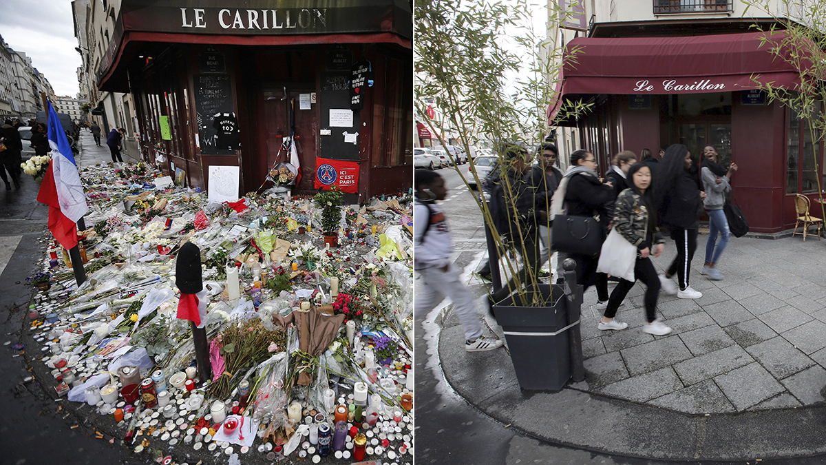 Cafetería Le Carillon en 2015 y en la actualidad.