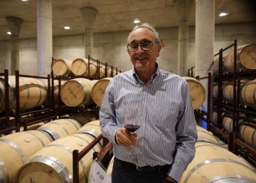 El en&oacute;logo franc&eacute;s Jean-Claude Berrouet en la bodega del Grupo Yllera en Curiel del Duero (Valladalid).