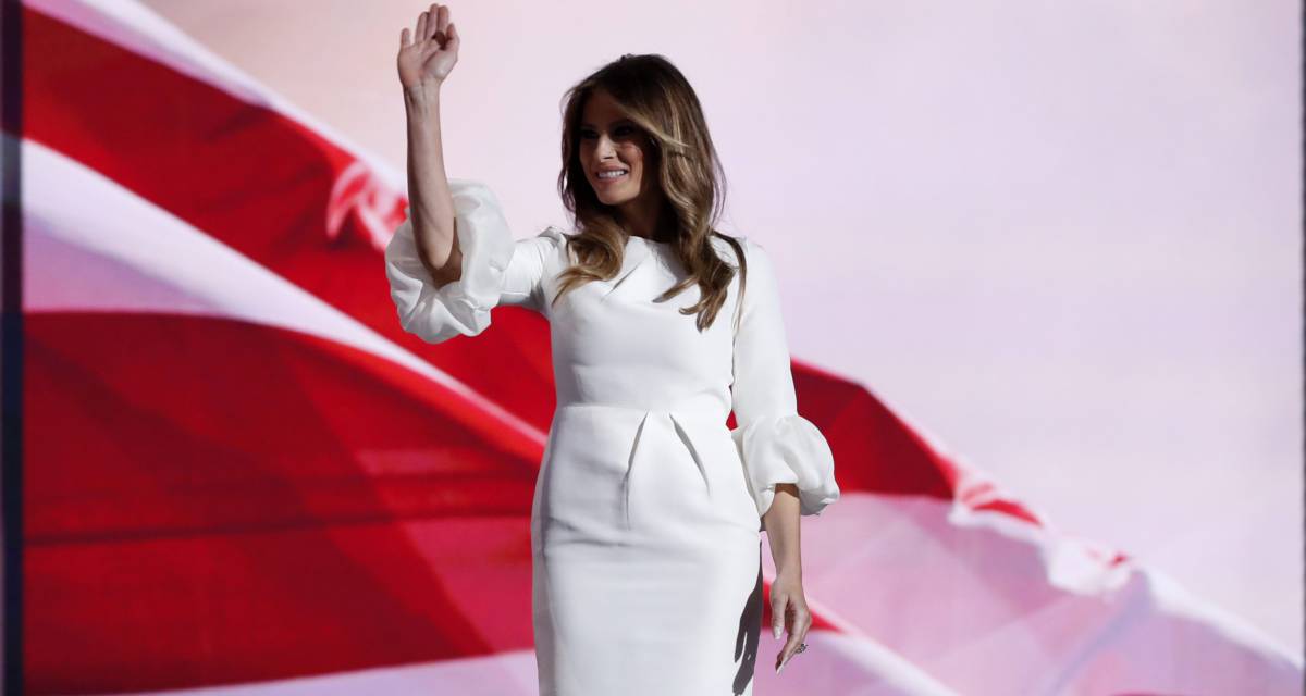 Melania Trump durante la Convención Nacional del Partido Republicano, en Ohio, el pasado julio, el pasado julio, vestida por Roksanda.