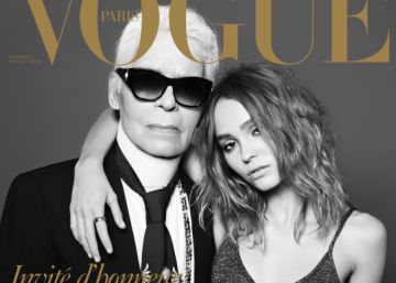Karl Lagerfeld y Lily-Rose Depp en la portada de 'Vogue' par&iacute;s del n&uacute;mero de diciembre-enero. 