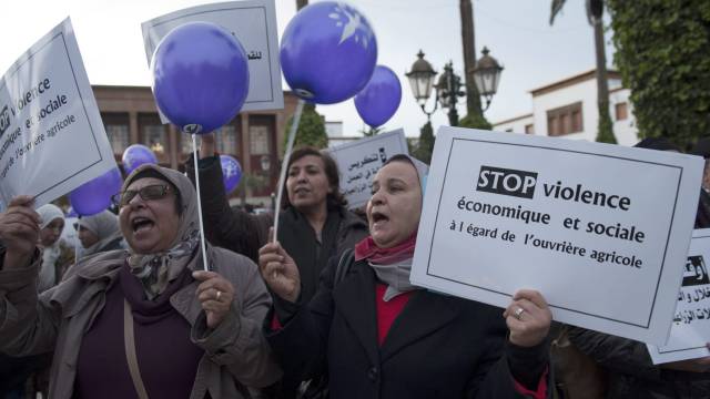 Protesta contra la violencia de género en Rabat.