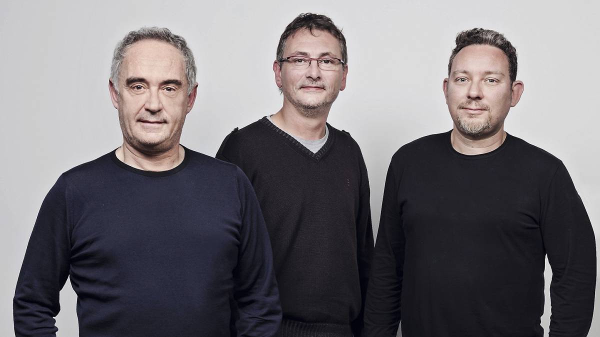 Ferran Adrià (l) with Andoni Luis Aduriz (c) and Ferran’s brother Albert.