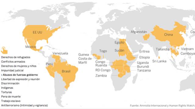 El mapa sombrío de los Derechos Humanos hoy