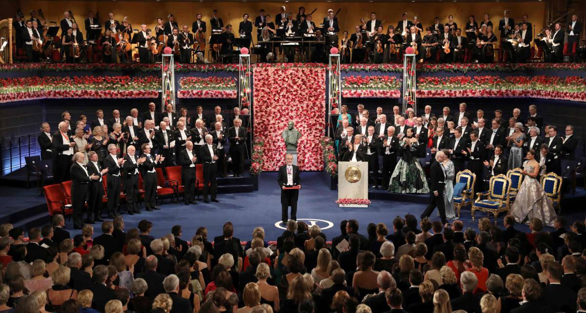 Ceremonia de entrega de los premios Nobel en Estocolmo (Suiza).