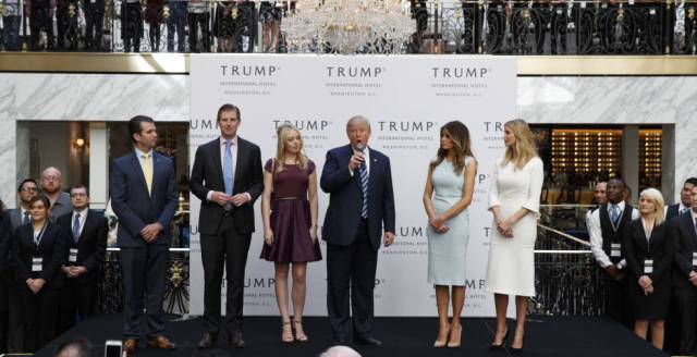 Donald Trump with his wife and children.