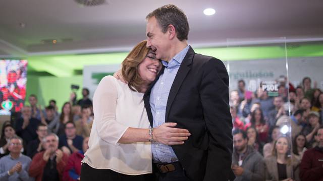 Susana Díaz y Zapatero durante el mitin en Jaén.