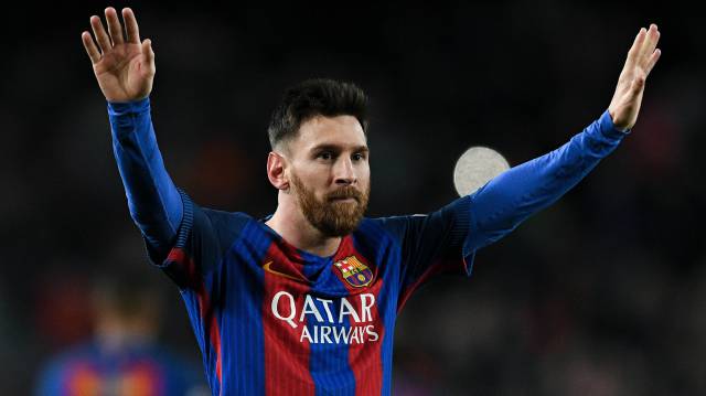 Messi festeja el tanto ante el Espanyol.