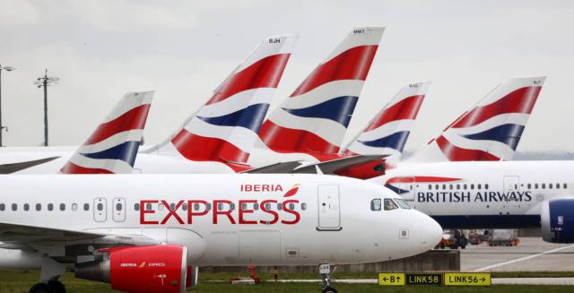 Iberia and BA planes at Heathrow.