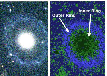 Im&aacute;genes de la nueva galaxia con su n&uacute;cleo y sus dos anillos