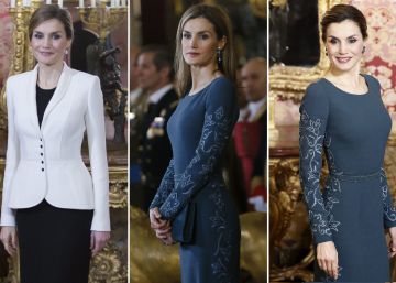 La reina Letizia en la Pascua Militar de 2015, 2016 y 2017.