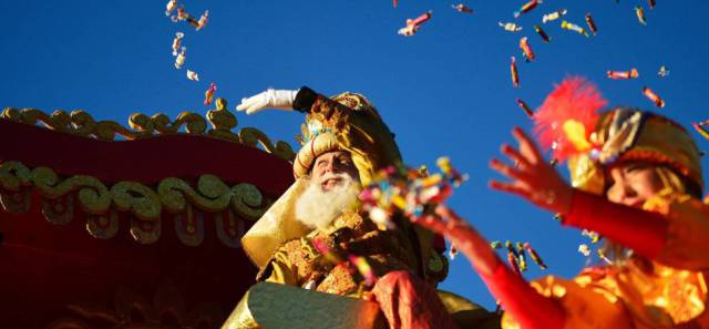 A Three Kings parade in Seville, Spain.