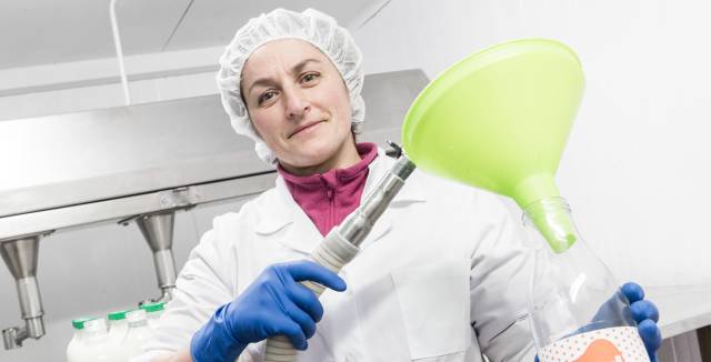 Dairy farmer Concha Laje at the Rural Muller milk bottling plant.