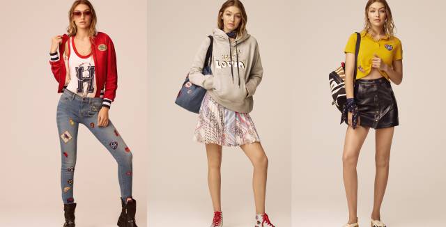 La modelo Gigi Hadid posa con tres de los looks de su segunda colecci&oacute;n junto a Tommy Hilfiger.