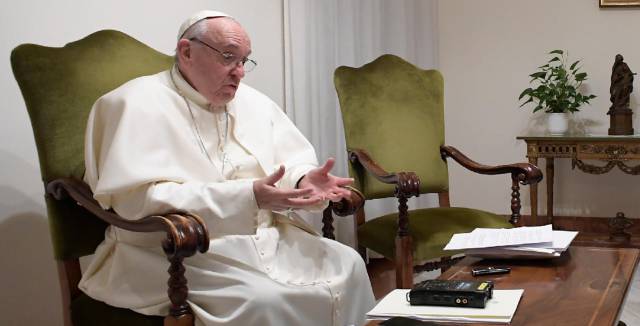 Pope Francis on Friday, during the interview with EL PAÍS.