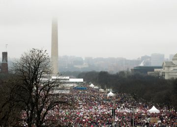 The top of the Washington Monument is shrouded in clouds as people pack the National Mall for the Women's March in Washington, U.S. January 21, 2017. REUTERSJonathan Ernst TPX IMAGES OF THE DAY