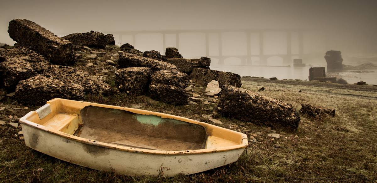 Restos del pueblo de Portomarín (Lugo).