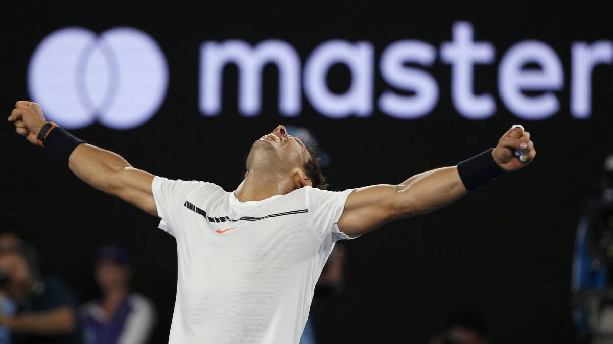 Nadal celebra su pase a la final del Open de Australia.
