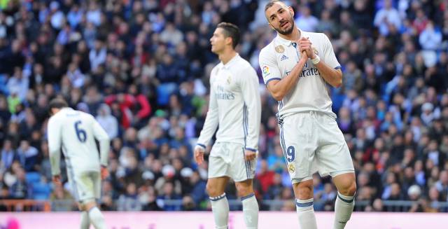 Benzema y Cristiano Ronaldo, contra el M&aacute;laga.