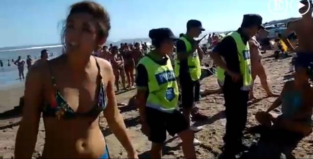 Police at the scene of the incident.