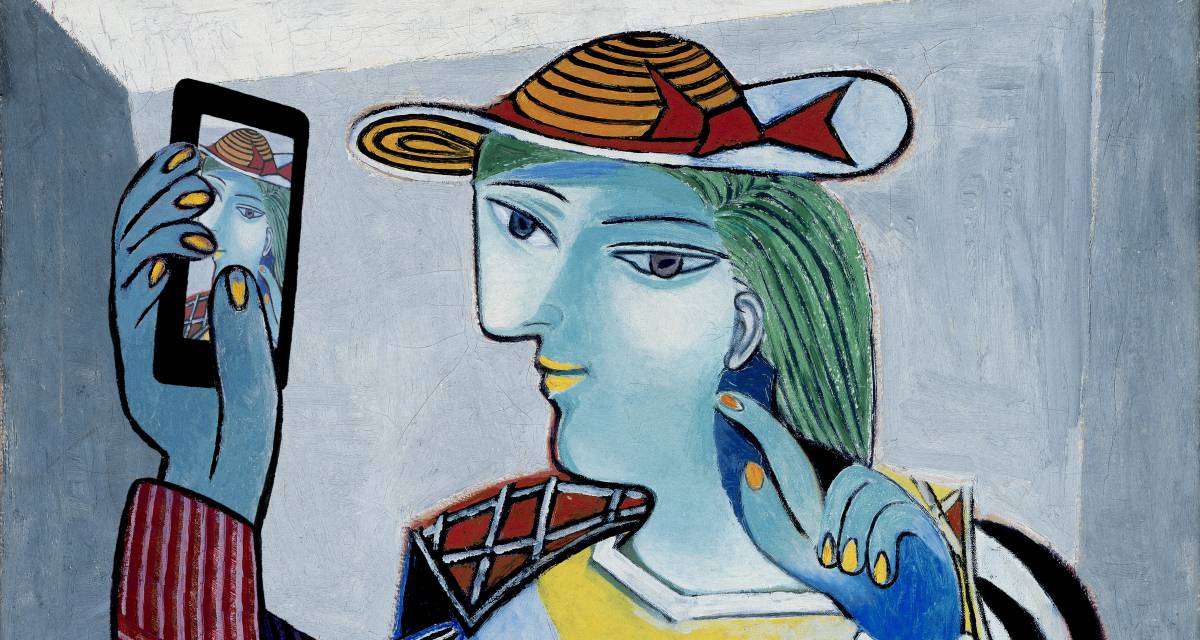 Composición realizada por el artista Kim Dong-kyu a partir de uno de los retratos de Picasso.