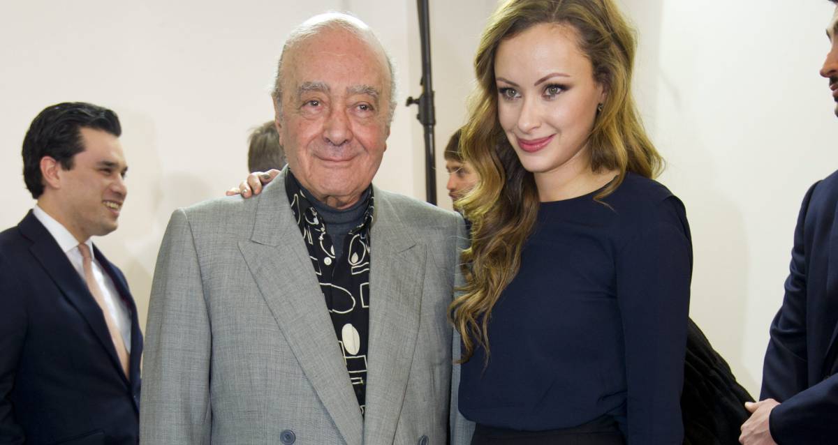 Mohamed Al Fayed y su hija Camilla, en la Semana de la Moda de Londres en 2014.
