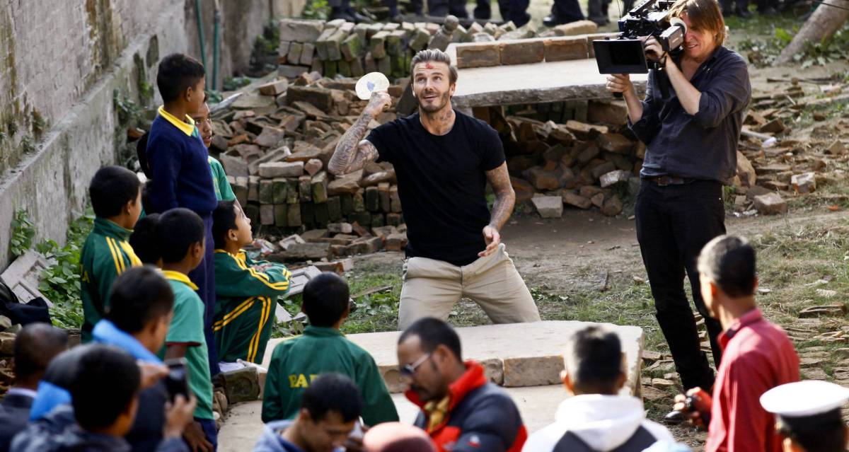 David Beckham, durante un viaje a Nepal en 2015 como embajador de buena voluntad de Unicef.