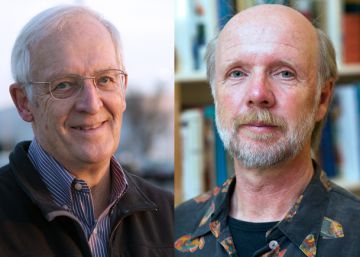 Los ec&oacute;logos Gene Likens, a la derecha, y Marten Scheffer. 