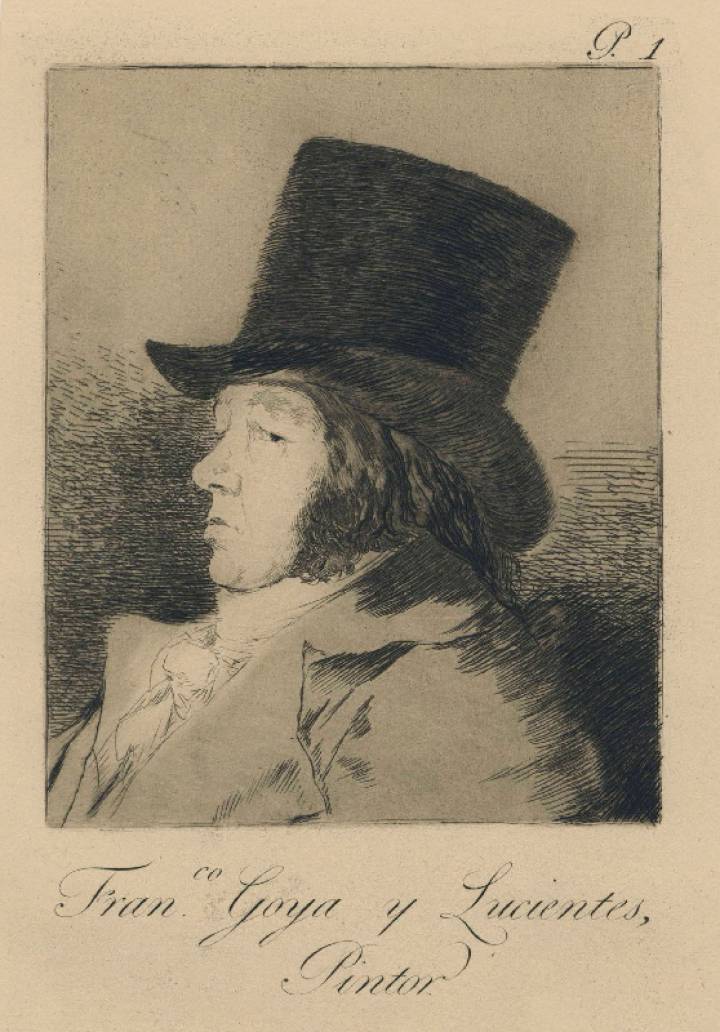 En 'Los caprichos', Goya quiso mostrar los defectos de la condición humana. Empezó por sí mismo en este autorretrato vestido de caballero.