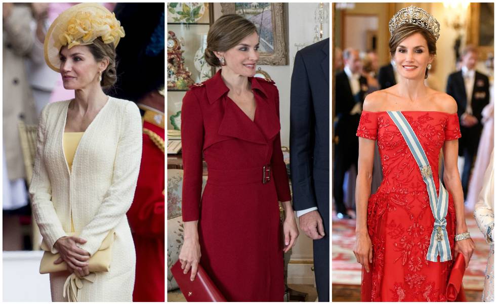Los tres estilismos escogidos por doña Letizia en el primer día de su visita oficial a Reino Unido.