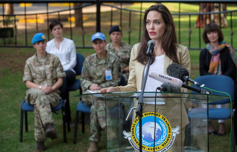 Angelina Jolie, en Nairobi el pasado mes de junio como enviada especial de Naciones Unidas a un centro de fuerzas de paz en Nairobi.