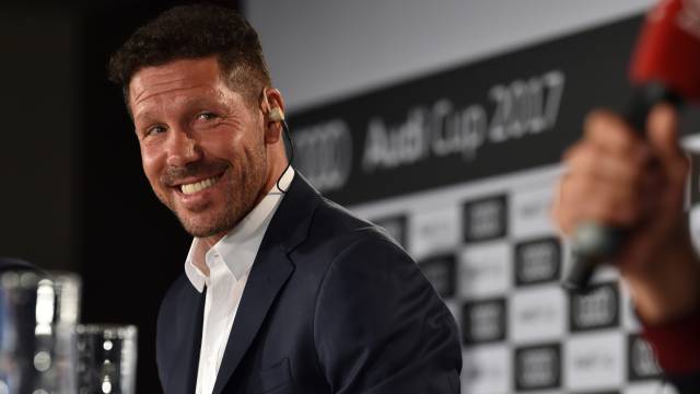 Simeone durante la presentación de la Audi Cup.