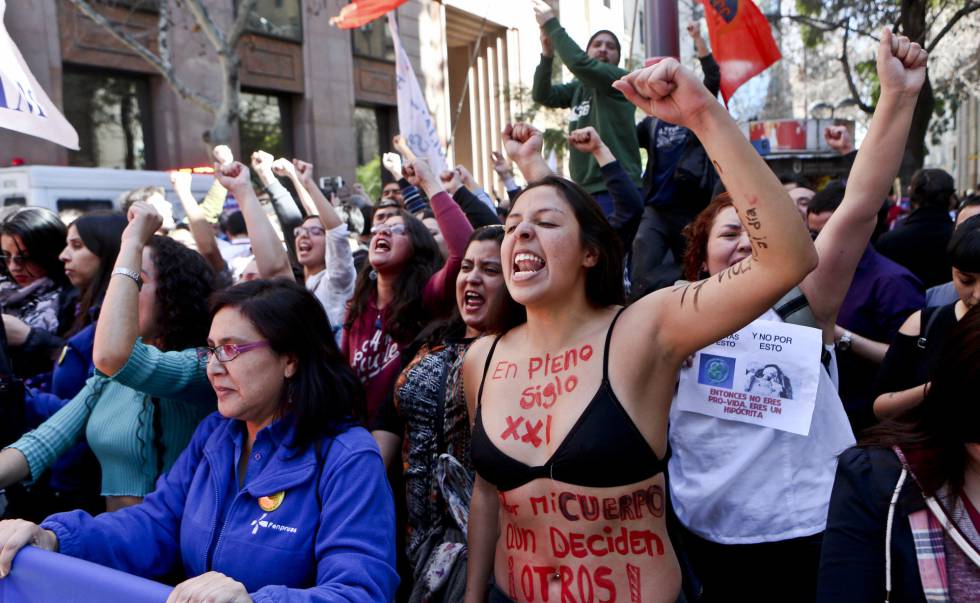 Manifestación feminista en Chile.