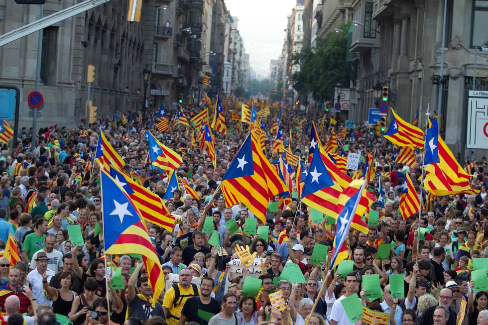 Manifestación a favor de la independencia de Cataluña en la Diada de 2014.