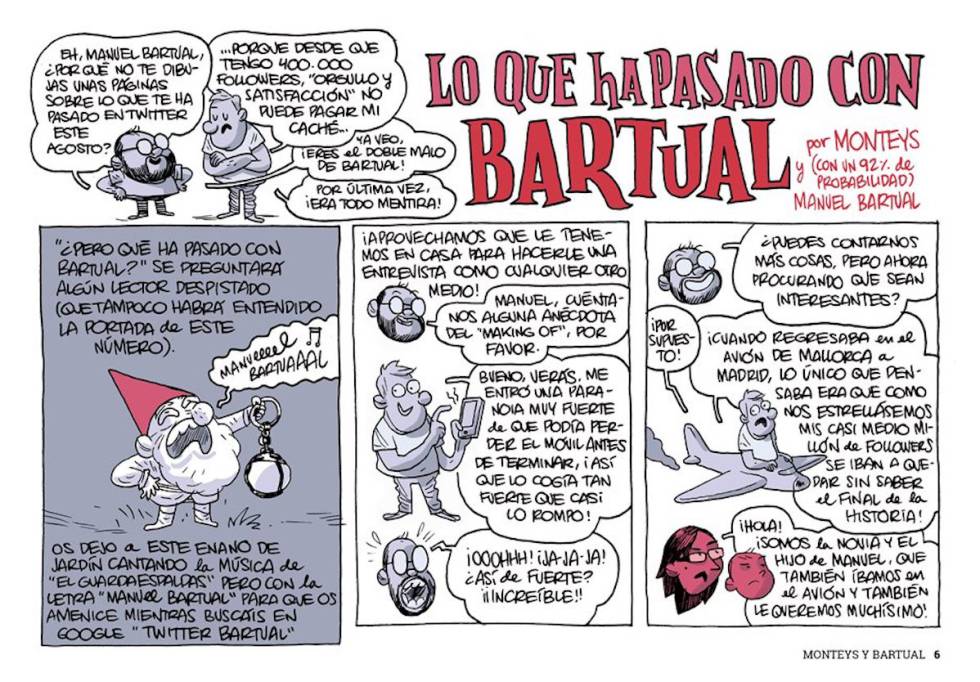 La revista de Manuel Bartual lleva en su portada a Manuel Bartual dibujado por Manuel Bartual