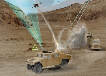 Representación de la simulación antidrones del ejército estadounidense.