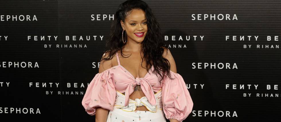 Rihanna, anoche en la presentaciónd e Fenty Beauty en Madrid.