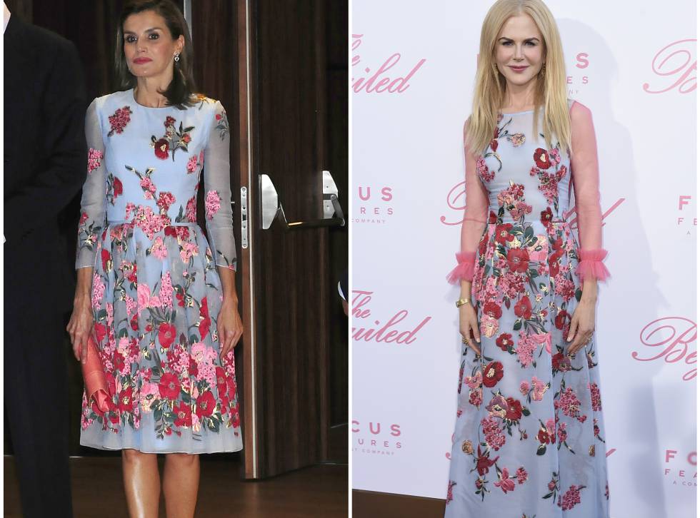 Doña Letizia y Nicole Kidman, con un diseño de Carolina Herrera.