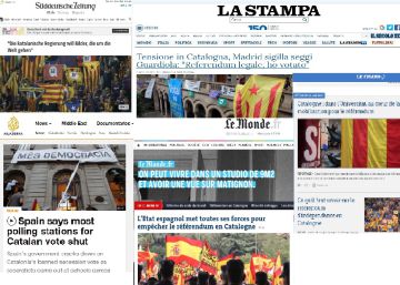 Portadas de las ediciones digitales de los principales diarios internacionales.