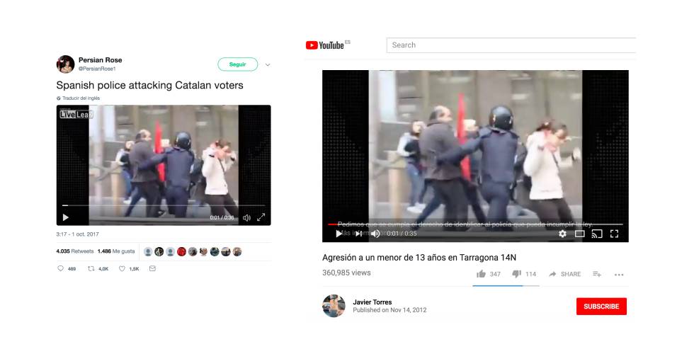 Fake images from the Catalan referendum shared on social media