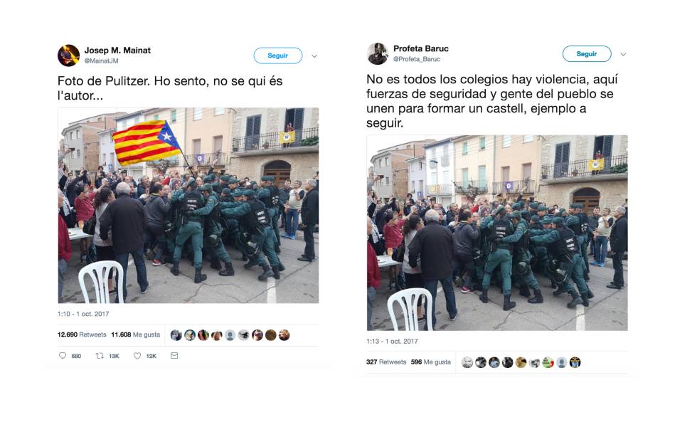 Fake images from the Catalan referendum shared on social media